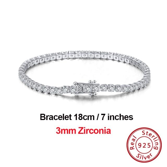 4mm Round Cut Tennis Bracelet In 925 Sterling Silver White Gold Woman Men Bracelets Bangle Jewelry Hand Chain Sb94