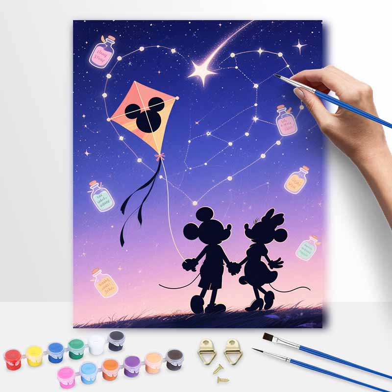 Disney Звездное небо любовь воздушный змей цифровая масляная живопись искусство живопись ручная работа DIY домашние украшения