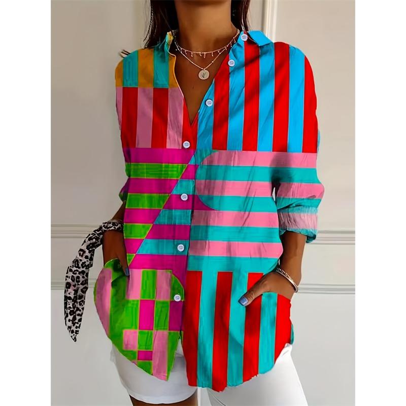 Women's Vintage Fallen Leaf Printed Shirt Spring Summer Lapel Button Down Shirt Women's Casual Long Sleeve Shirt Jacket