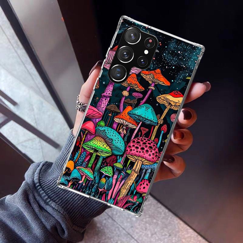 Colorful Mushroom Phone Case For Samsung Galaxy S23 S24 S25 Edge S26 Ultra S22 + S21 Plus S20 FE Cover Silicone Print Shell Gala