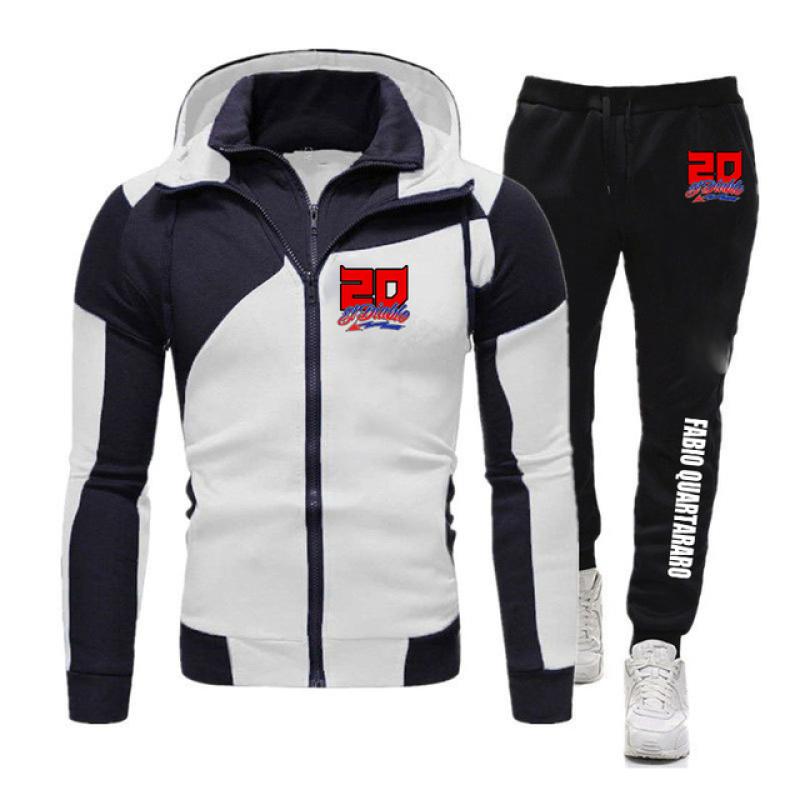 Fabio Quartararo Motorcycle Rider Racing 2023 Мужская новая спортивная повседневная толстовка с капюшоном на диагональной молнии + брючный костюм соответствующего цвета