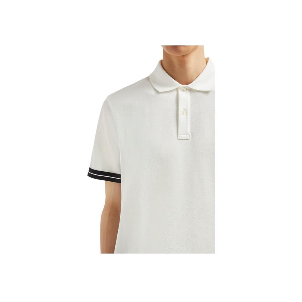 Moncler SS25 Logo Embossed Short Sleeve Polo Shirt Men tops White K1-091-8A00027-89ALK-034