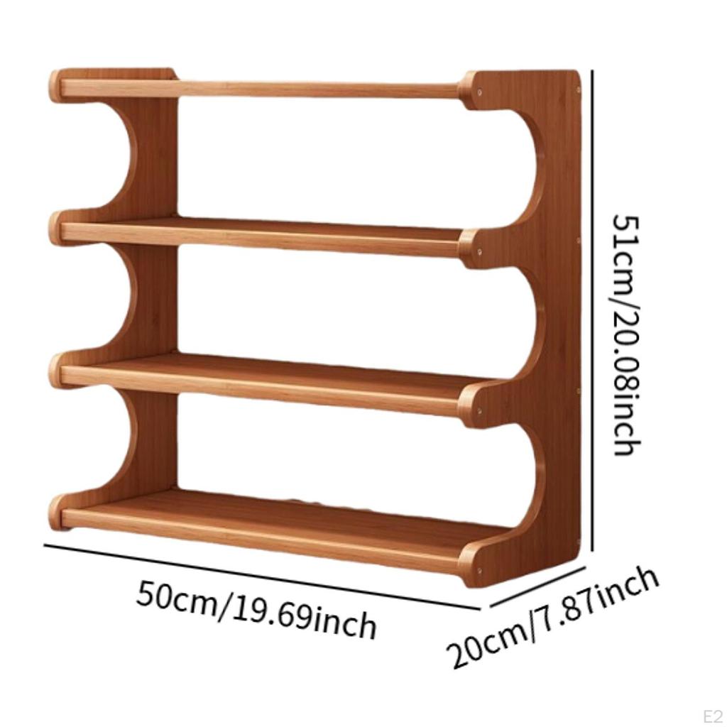 Desktop Organizer Tabletop Display Shelf 4 Layer Seasoning Rack Decor Bookshelf Wood Storage