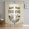 Винтажная этикетка органического земледелия Прозрачные тюлевые шторы для гостиной Прозрачная тюлевая оконная занавеска Декор для спальни кухни Вуаль Драпировки