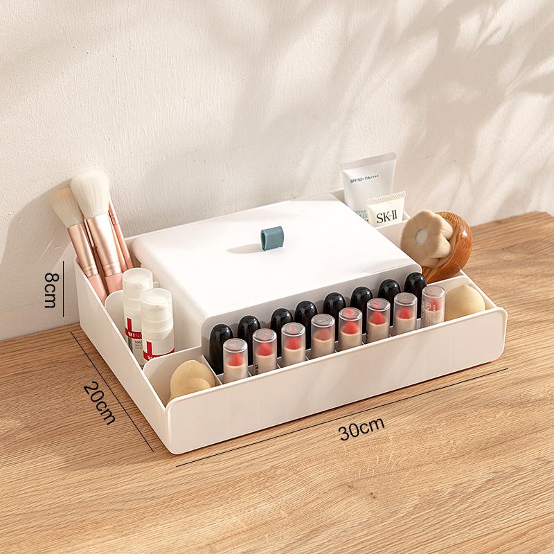 Прозрачный настольный органайзер для косметики с ящиками для губных помад, средств по уходу за кожей, кистей для макияжа и масок