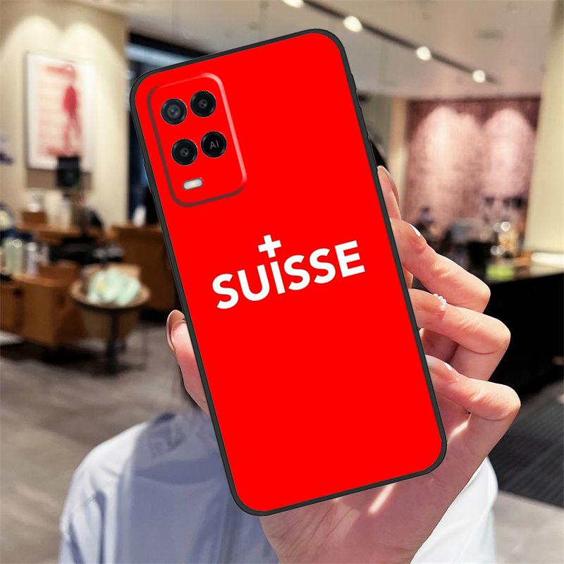 Switzerland Swiss Flag Case For Oppo A94 A74 A54 A18 A38 A58 A78 A98 A40 A60 A80 A16 A76 A96 A15 A17 A77 A57S Cover