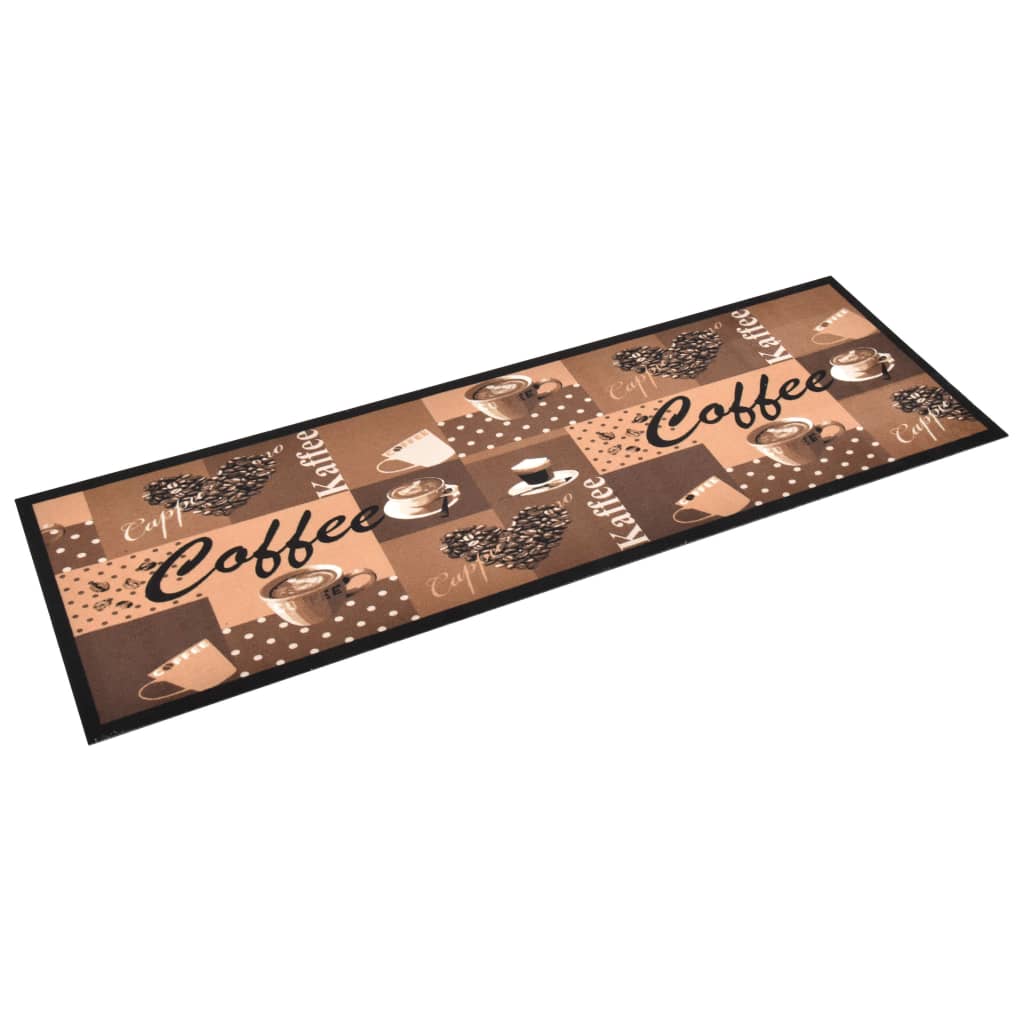 Kitchen Floor Mat Washable Coffee Brown 45 x 150 cm