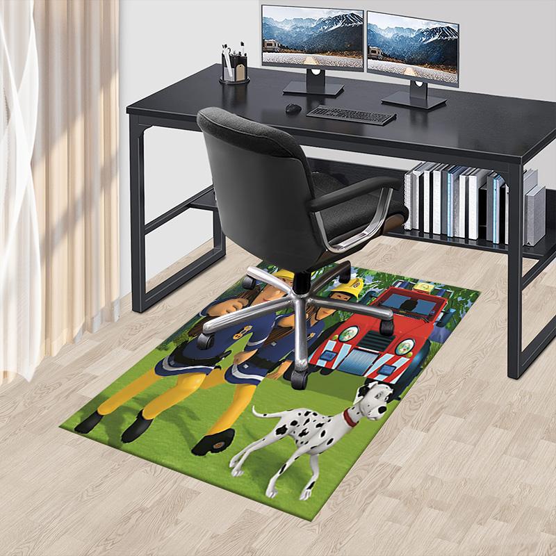 1pc Firemen Dalmatian Rescue Carpet for Playroom Bedroom Living Room Sofa Home Decor,kids Game Area Rug Non-slip Floor Mat Y72895