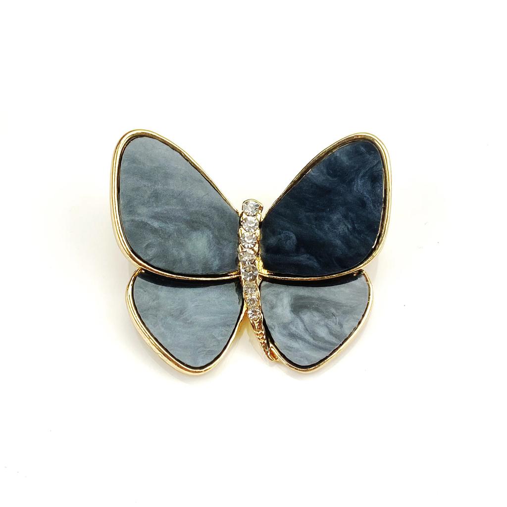 1PCS Butterfly Brooch Elegant Design Sense Rose White Stone Jewelry
