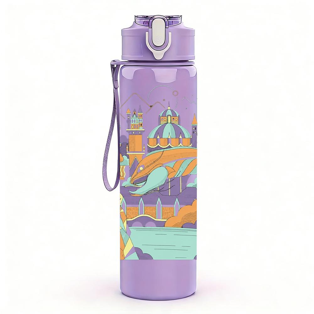 1PC Colorful Retro City Graffiti Street Art Print 750ml Portable Sports Water Bottle Leakproof Gym Outdoor Travel Drink Cup