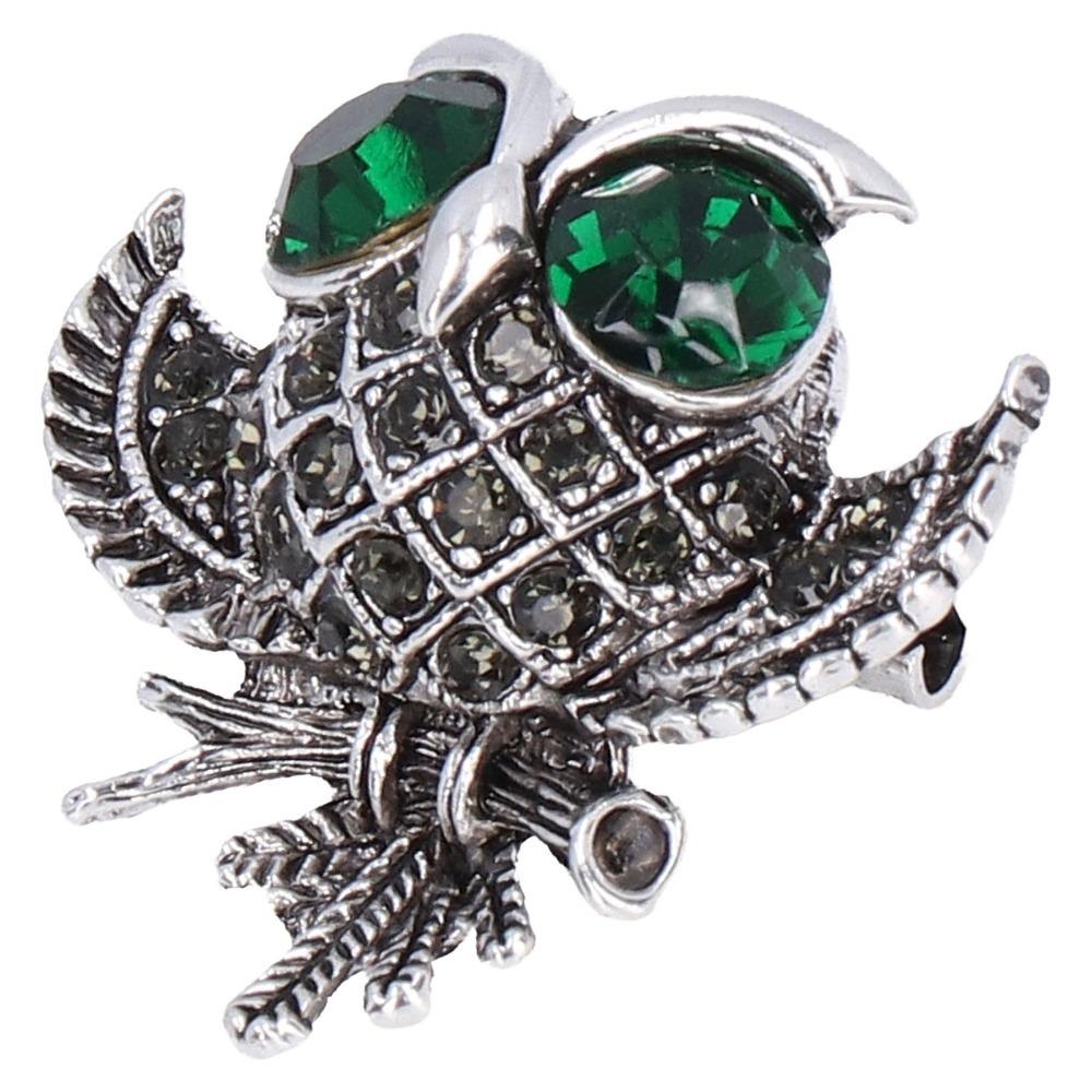 2pcs Rhinestone Crystal Owl Brooch Pin Gold-Tone Alloy Crystal Owl Lapel Pin For Women