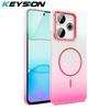 KEYSION Роскошный градиентный блестящий магнитный чехол для телефона Redmi 13 Прозрачная жесткая ПК противоударная задняя крышка для Xiaomi POCO M6 4G