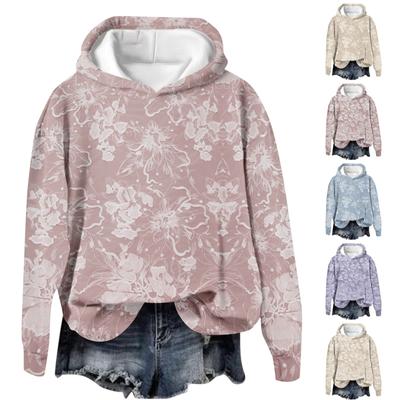 Женские топы Толстовка с принтом Круглый вырез С капюшоном Повседневная