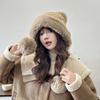Осенне-зимние шапки для женщин  Плюшевая Новая корейская версия  Вязаная Универсальная  Теплая Защита ушей  Утепленная Модная плюшевая Толстая шапка-ушанка