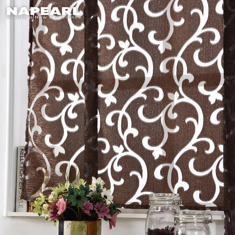 1 PC Tulle Curtain Kitchen Short Window Decorative Kitchen Sheer Curtain Roman Jacquard Curtain For Living Room NAPEARL