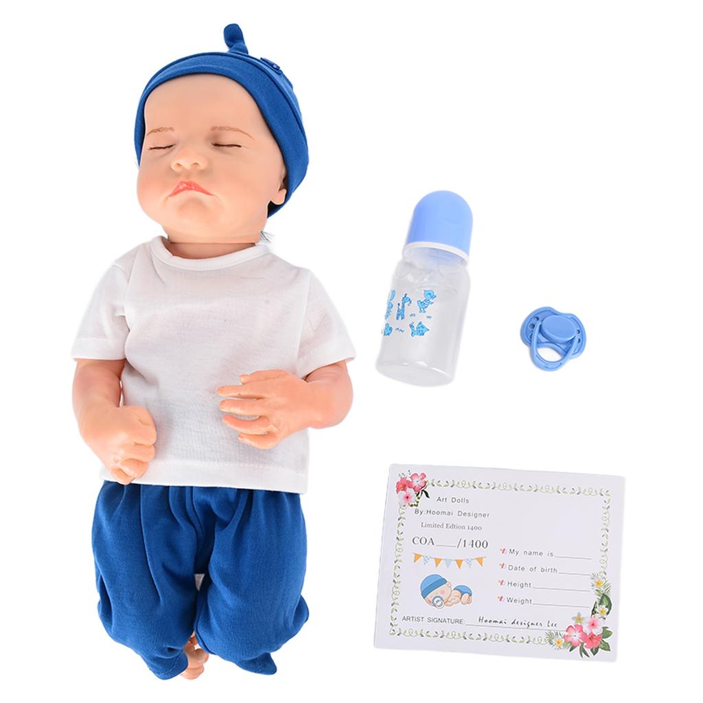 18 Inches Newborn Baby Boy Doll Realistic Full Vinly Body Washable Baby Doll with Clothes for Kids