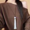 Stone Round Bead Beaded Tassel Necklaces Geometric Sweater Chain  Party Jewelry Gift