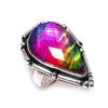 Кольцо из серебра 925 пробы с дихроичным стеклянным драгоценным камнем, размер 7 G4Q34