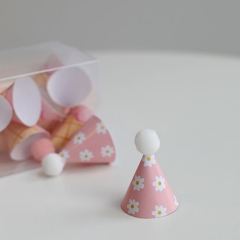 15Pcs/SET Mini Birthday Hat Cake Toppers DIY Cake Decoration Kids Birthday Cake Top Flages Baby Shower Cupcake Toppers