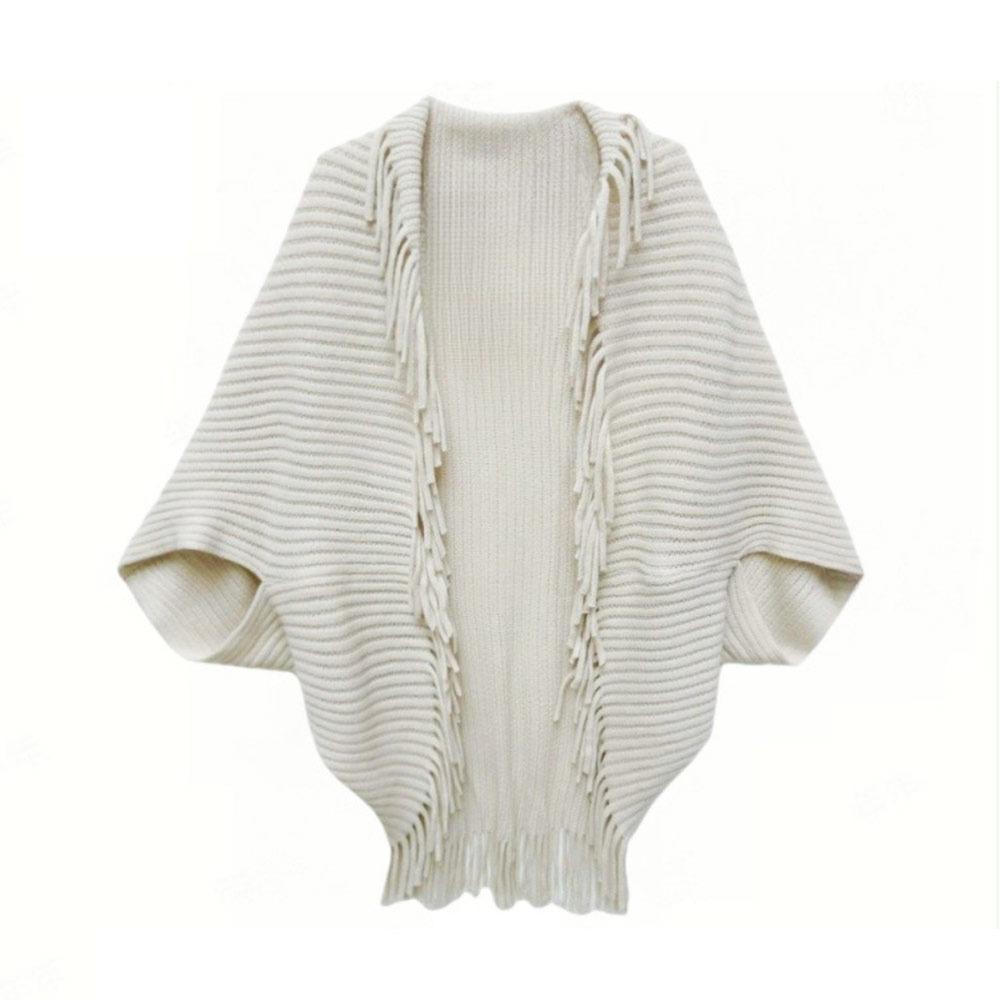 Женский шаль-накидка с V-образным вырезом, вязаная шаль с бахромой, новые накидки, шарф, пальто, Весна Осень