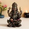 Ручная работа, полирезина и бронза Чатурбхудж Бог Ганеша идол сидящий на цветке лотоса декоративная статуя для дома, офиса, духовных пространств для подарка