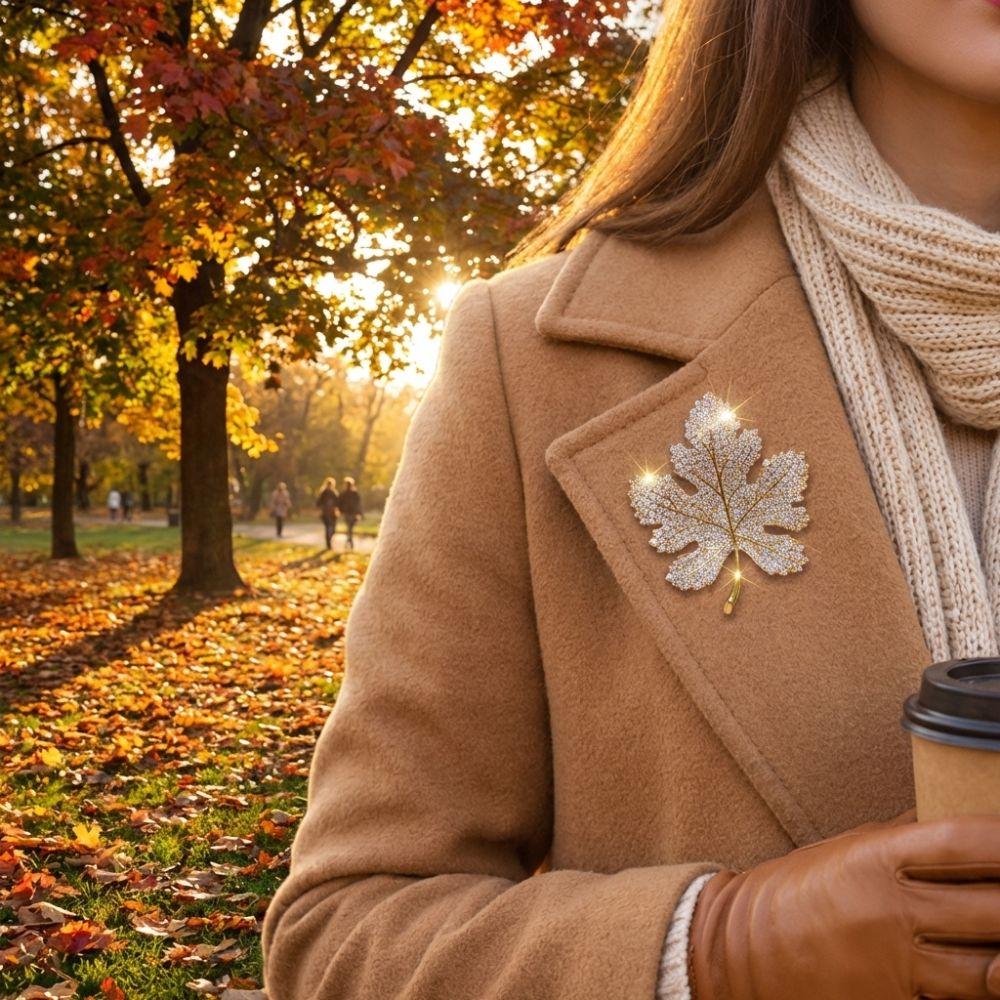 Vintage Rhinestone Maple Leaf Brooch Trendy Jewelry Maple Leaf Pin  Clothing Jewelry