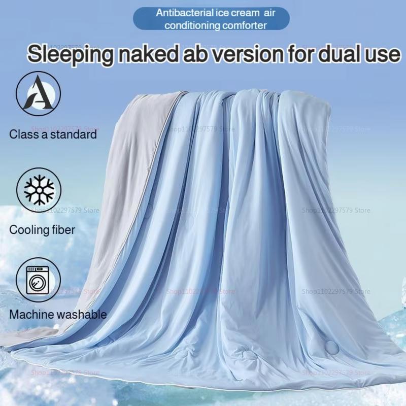 Охлаждающее одеяло Холодная технология Постельные принадлежности Летние лоскутные одеяла Мягкая мода В японском и корейском стиле Зеленые холодные пледы Сторона AB