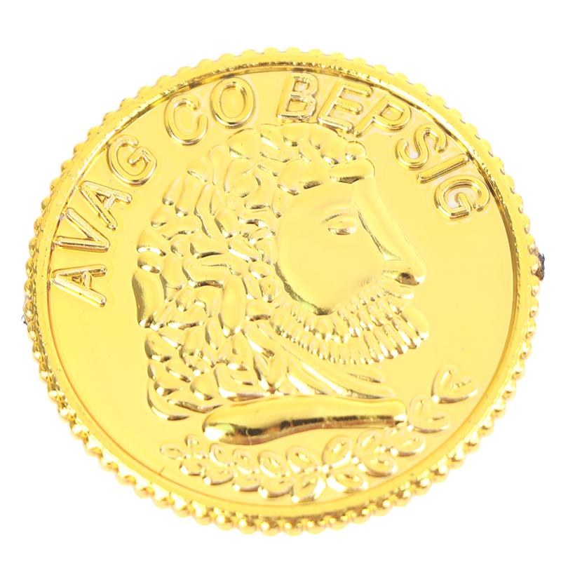100 шт./пакет, золотые поддельные монеты, блестящие пираты, пластиковая монета, вечеринка, валютная игрушка, игра