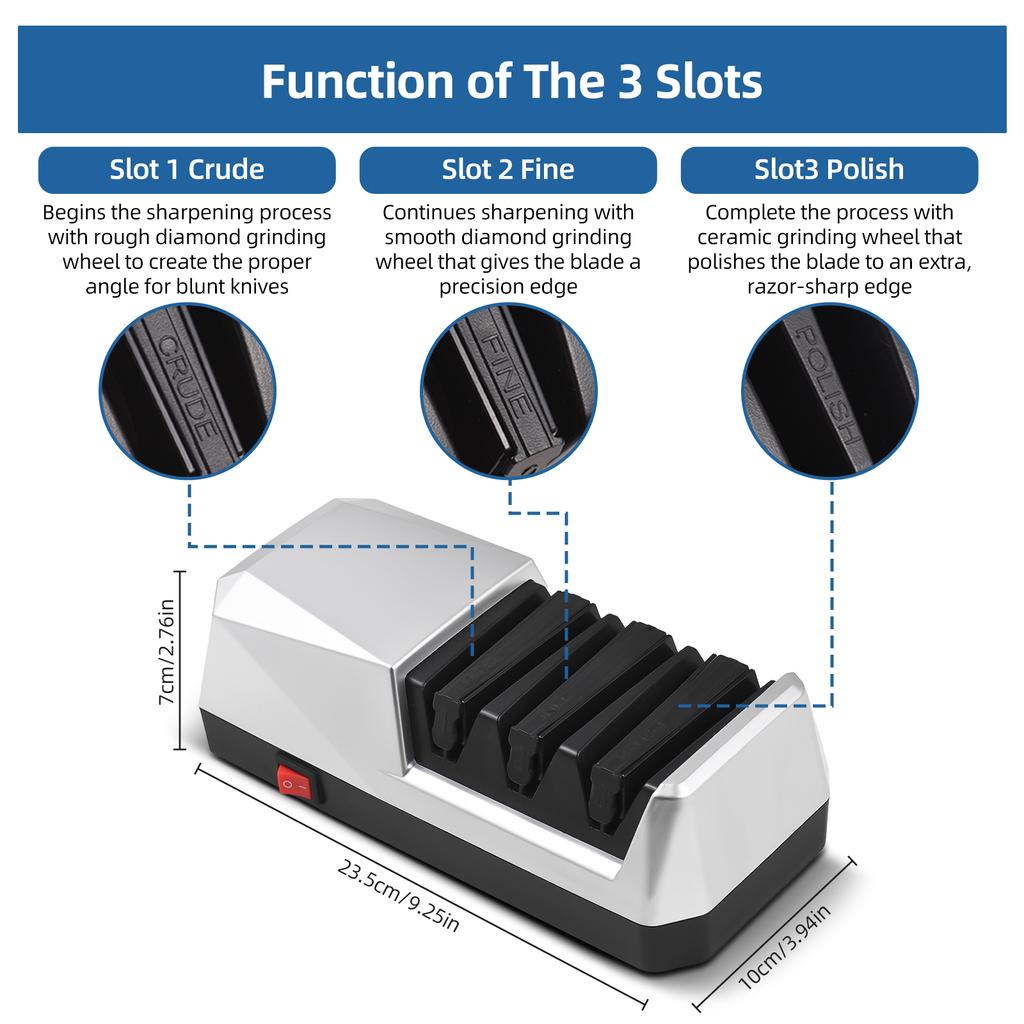 Электрическая точилка для ножей, многофункциональная 3-ступенчатая система заточки кухонных ножей с