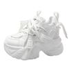 Fashion 7CM Women Casual Leather Sneaker Autumn Lace Up High Platform Shoes Thick Sole Sport Dad Shoes Woman Sneakers Chaussure Femme