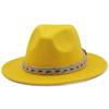 Women Men Woolen Fedora Hat With Leather Ribbon Gentleman Elegant Lady Winter Autumn Wide Brim Jazz Church Panama Sombrero Cap