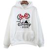 Толстовки с принтом Поездка в Дисней 2025 Мода Женская Повседневная одежда Длинный рукав Белый Пуловер Кавайный Мультяшный Графический Свитшот