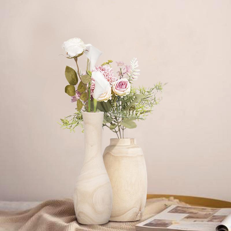 1шт Цветочная композиция Натуральный цвет Деревянная ваза Шикарный настольный орнамент Минималистичные сухоцветы Дзен Дизайн Цветы Бутылка