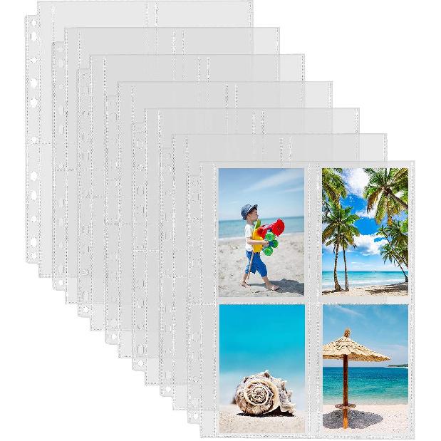 Sooez 30 шт. Прочные кармашки для фотографий для 3-кольцевого альбома (240 картинок), Пластиковые страницы для альбома 3,5x5, Прозрачные архивные кармашки, Страницы для папки