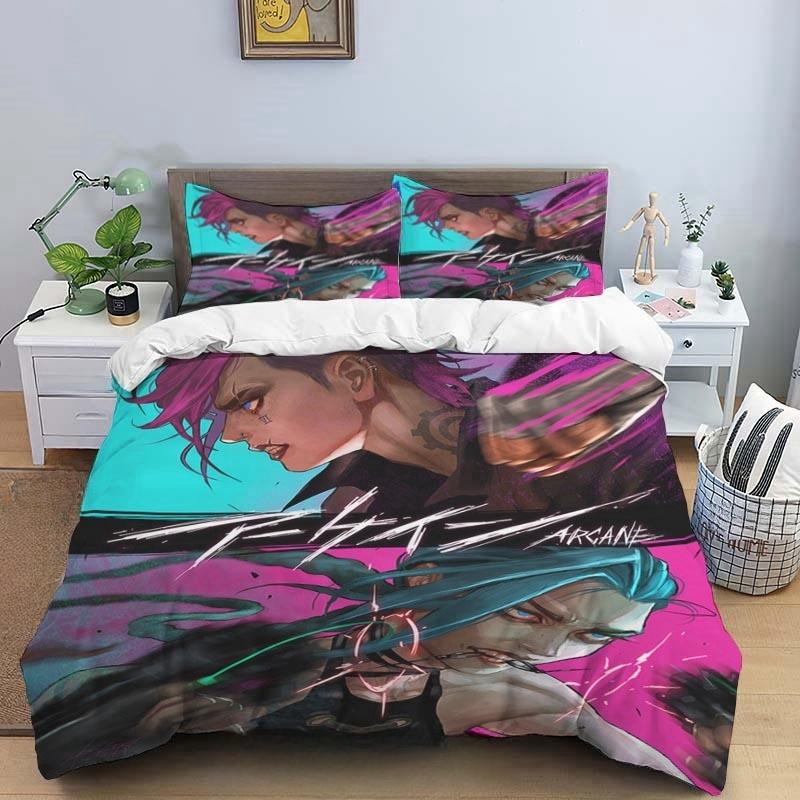 Cartoon Game Jinx Arcane_ League of Legends Комплект постельного белья King Twin Double Child 3 Piece Micofiber или Polyester Duvet Cover Sets
