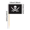 10pcs Pirate Cocktail Toothpick Black Flags Cupcake Topper Skull Cap Pick Pirates Theme Kids Birthday Party decor