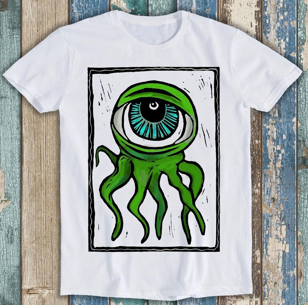 Осьминог-глаз Монстр Зеленая Гравюра Дизайн Смешной Подарок Футболка T Shirt M1498