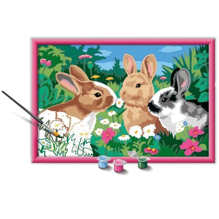 CreArt Kids 31x21cm Lapins dans le pré, Kit de peinture par numéros Numéro d'Art, Dès 9 ans, 25847, Ravensburger