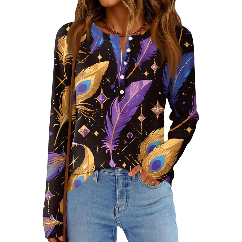 Женская модная свободная повседневная блузка с длинным рукавом и карнавальным принтом