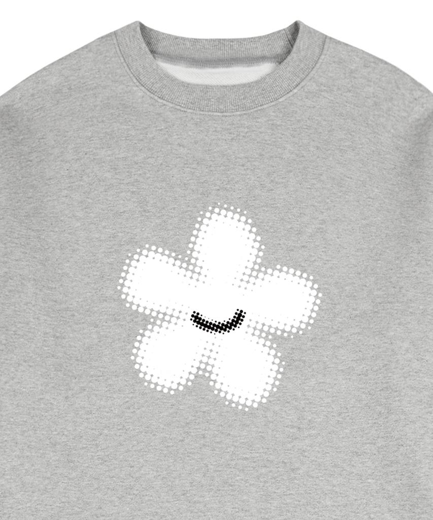 GRAVER [Unisex] Dot Silhouette Flower Sweatshirt_Gray
