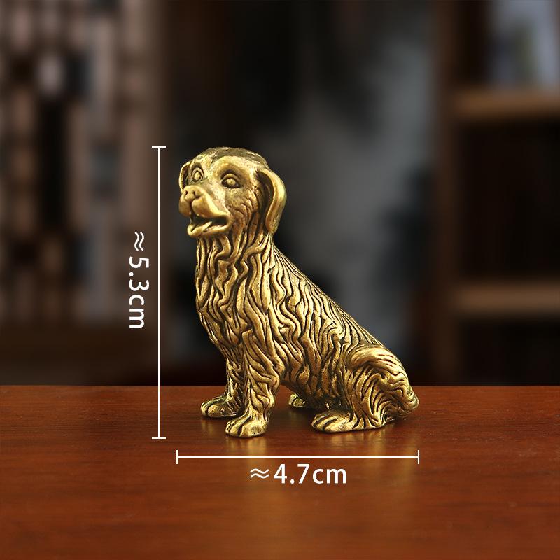 Mini Vintage Brass Bulldog Statue Metal Hunting Dog Figurine Home Office Desktop Decoration Lucky Copper Dog Small Ornament