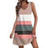 Women's Casual Print Summer Bohemian Beach Dress With Pockets V Neck Tank Dress