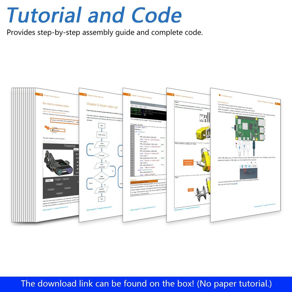 Freenove Tank Robot Kit for Raspberry Pi 5 4B Zero Crawler Object Ball Line Obstacle App Servo Pi Not 3B+ 2W, Chassis, Grasping, Tracking, Tracking,