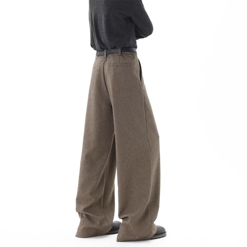 Vintage Money Style Double Breasted A-Line Suit Pants Loose Fit Draped Trousers Men Cleanfit
