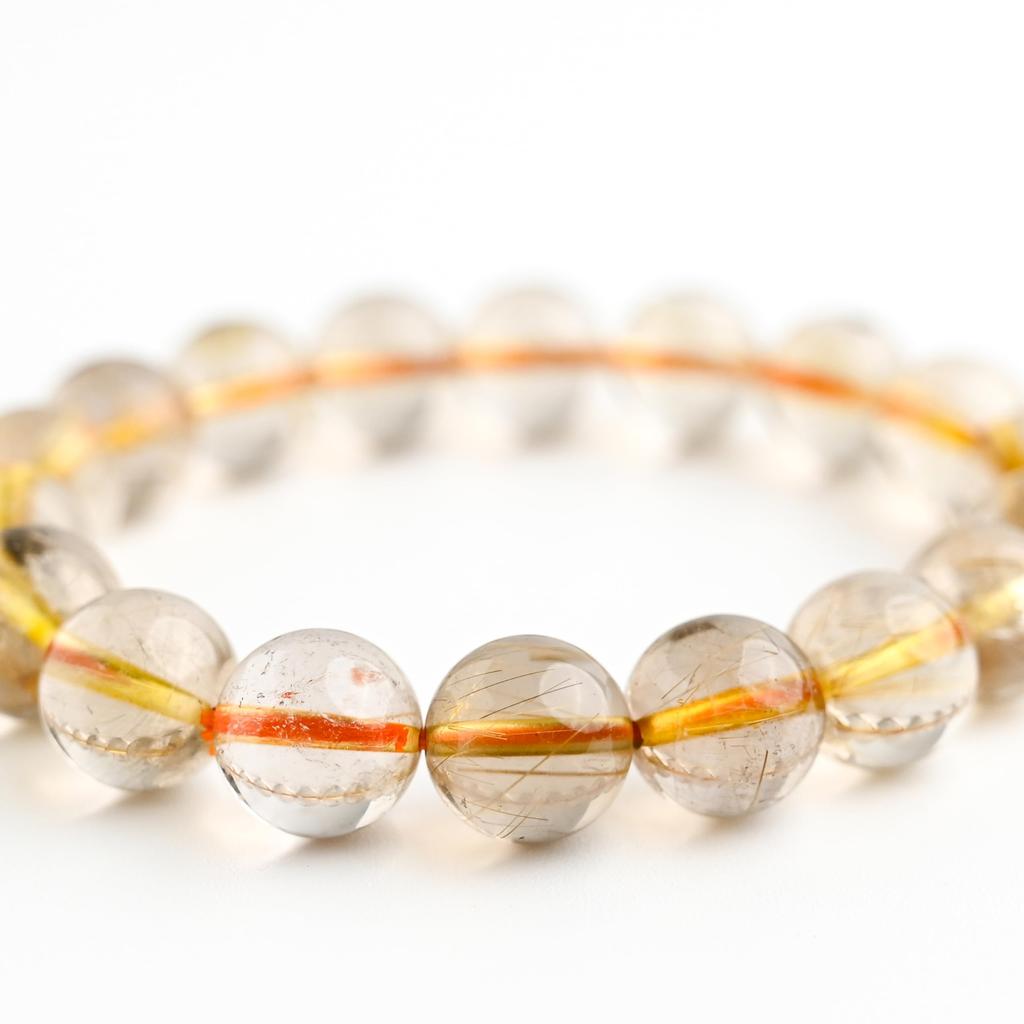 Эйгадо Рутиловый Кварц 11мм 17см Запястье Ограниченный Натуральная Сила Молитва Удача Фэн-шуй Браслет, Камень, Окружность, Единственный в своем роде, Издание,