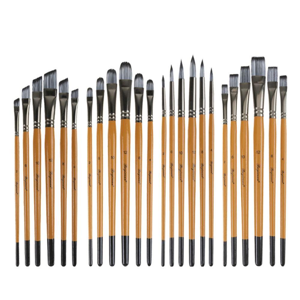 Wooden Handle Acrylic Oil Brushes Round Head Art Paint Brushes 6pcs/set Art Supplies Artist