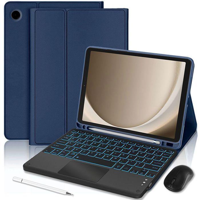 Чехол-клавиатура для Samsung Galaxy Tab A11 Plus / A9 Plus, Синий PU-кожа с подсветкой клавиатуры + Мышь + Стилус