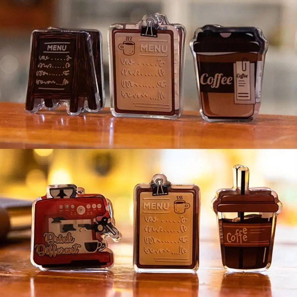 Stationery Kawaii Coffee Acrylic Clips Binder Clips Coffee Paper Clip School Office Supply