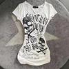 2025 New Slim Fit American Short-Sleeved Black Skull T-Shirt: Trendy Versatile Top for Women