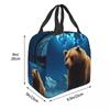 Bear Looks Up At The Starry Sky Insulated Lunch Bag for Women Children Portable Food Boxes Thermal Lunch Box Tote